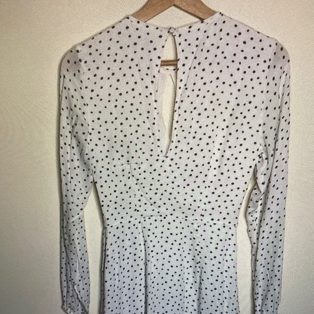 Abercrombie & Fitch White Long Sleeve Polka Dot Dress - Picture 5 of 11